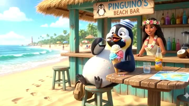 Penguin's Beach Bar — anteprima video dell'illustrazione animata